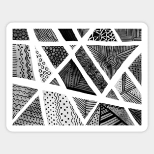 Geometric doodles - black and white Magnet